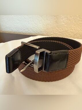 Tommy Bahama Weaved Stretch Belt Men’s L/XL (38-42) Reversible Brown Black 1.25”